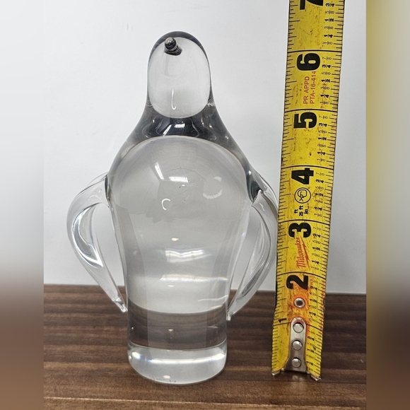 Vintage 1974 Penguin Crystal Art Glass Hand-Blown Figurine Paperweight Clear 6" - Picture 10 of 11